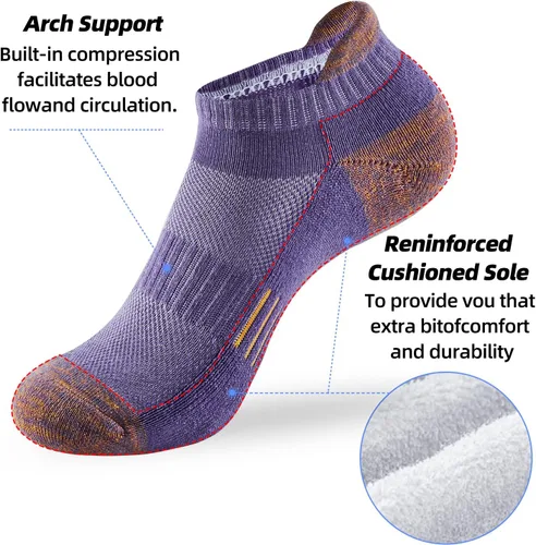 Miniatura 4 de ATBITER Ankle Socks Women's With Cushioned Athletic Running No Show Low Cut Tab Socks 6-Pairs