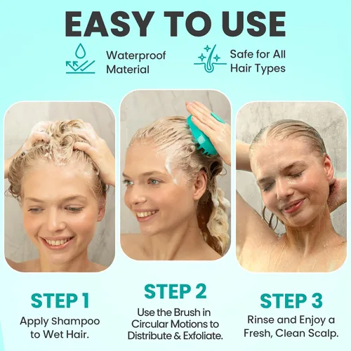 Miniatura 5 de RELAXXO Masajeador de cuero cabelludo para el crecimiento del cabello – Exfoliante y fregador de cabello para cuero cabelludo, cerdas suaves