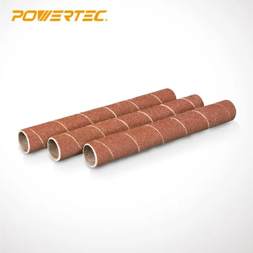 Miniatura 2 de Powertec 11210 - Mangas de lija de 4.5 pulgadas para lijadora de husillo, grano 120, papel de lija de óxido de aluminio de diámetro 1/2 pulgada