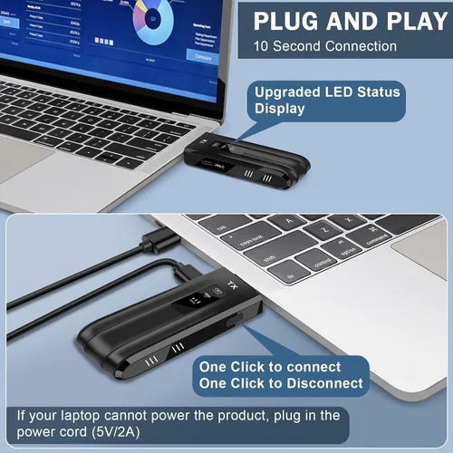 Miniatura 6 de Beyn - Transmisor y receptor inalámbrico HD, pantalla LED mejorada 2026, decodificación 4K y salida de 1080P, extensor inalámbrico HD Plug and Play