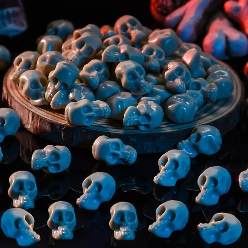 Miniatura 2 de 115 mini cabezas de calavera de plástico, calaveras en miniatura, figuras de calavera de Halloween para bromas de Halloween, bar, decoración de mesa