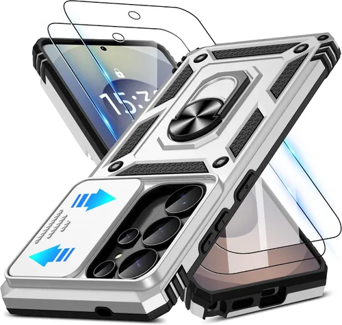 Miniatura 138 de ATUMP Funda para OnePlus Nord N200 5G con protector de pantalla HD con cubierta para cámara deslizante, soporte de anillo de rotación de 360°