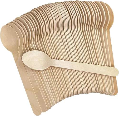Miniatura 9 de 1000 cucharas de madera desechables, cucharas de bambú natural de 6.3 pulgadas, compostables y biodegradables, ideales para comer, manualidades