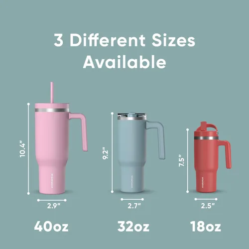 Miniatura 4 de Hydrapeak Voyager Vaso de 40 oz con Asa y Tapa con Pajita Botella de Agua Reutilizable de Acero Inoxidable Taza de Viaje Compatible con Portavasos