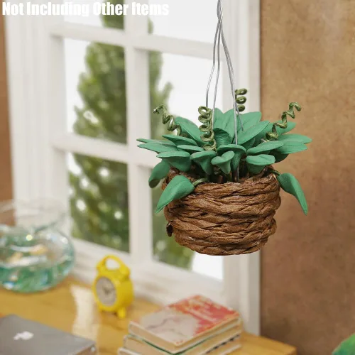 Miniatura 5 de Odoria 1/12 Plantas colgantes en miniatura, mini planta en maceta, accesorios de decoración de casa de muñecas, accesorio para casa de muñecas