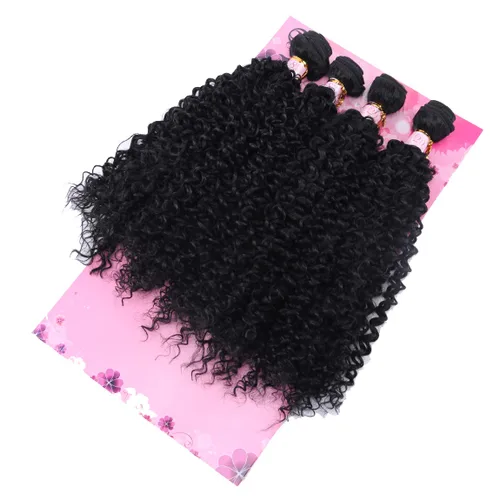 Miniatura 6 de FRELYN Rizado pelo rizado paquetes de armadura de pelo sintético paquetes 18 18 20 20 pulgadas 4 piezas/paquete color negro tejido rápido coser