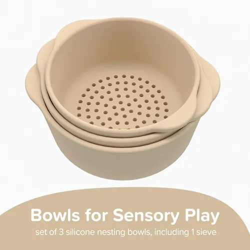 Miniatura 2 de Inspire My Play - 3 cuencos y tamiz anidables - Perfecto para bandeja de juegos sensoriales - Accesorios para contenedores sensoriales - Suministros