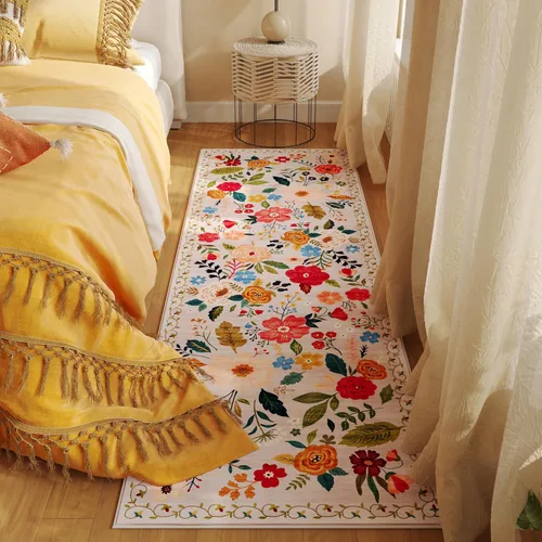 Miniatura 5 de Rugcomf Alfombra Pasillera para Pasillos Alfombra de Cocina Antideslizante 2'6''x8' Alfombras Lavables con Respaldo de Goma Alfombra Pasillera Beige