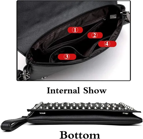 Miniatura 4 de Bolso pequeño con remache punk para mujer, bolso de mano con asa superior
