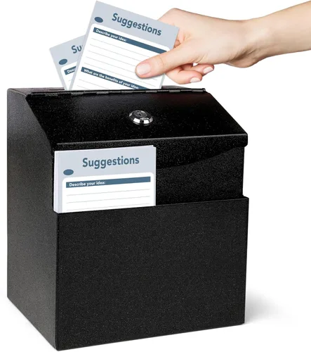 Miniatura 10 de Caja de sugerencias con ranura y cerradura de metal de 8.4 x 5.8 x 7.0 pulgadas Compartimento de almacenamiento incorporado con soporte magnético