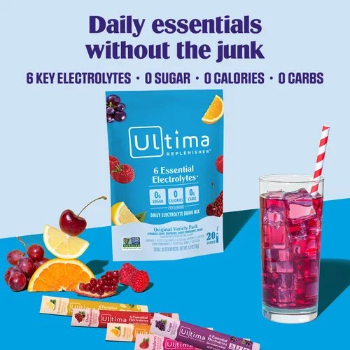 Miniatura 3 de Ultima Replenisher Mezcla diaria de electrolitos en polvo – Sin azúcar – Tropical, Mocktini, variedad original, 56 paquetes de barras – Paquetes
