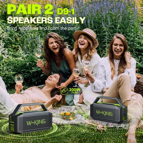 Miniatura 4 de Altavoz Bluetooth portátil de 100 W (pico) fuerte con graves profundos, altavoces impermeables W-KING IPX6 Bluetooth inalámbrico, radiador pasivo