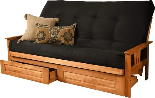 Miniatura 3 de Kodiak Furniture Monterey - Futón tamaño Queen, cajones de almacenamiento, acabado de nuez con colchón negro de gamuza