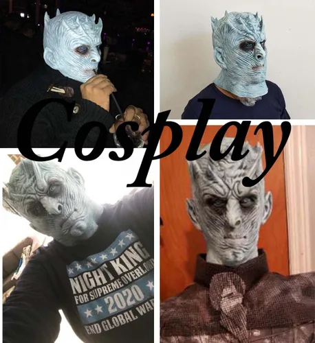Miniatura 5 de Máscara novedosa de Halloween, Noches, King, Caminante blanco, máscara de fiesta, máscara de látex espeluznante para la cabeza para hombres