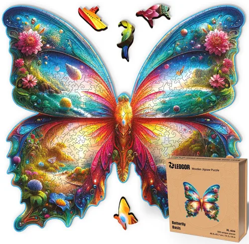 Miniatura 17 de LEOGOR Rompecabezas de madera para adultos de 200 piezas (12.2 x 11.4 pulgadas), rompecabezas de mariposa, madera extra gruesa de 0.197 in, diseño