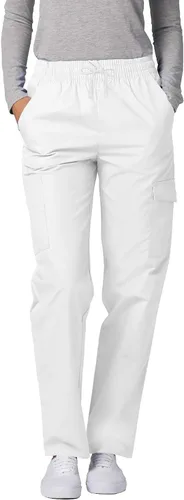 Miniatura 4 de Adar - Conjunto de uniforme médico universal para mujer con parte superior frontal y pantalones con múltiples bolsillos