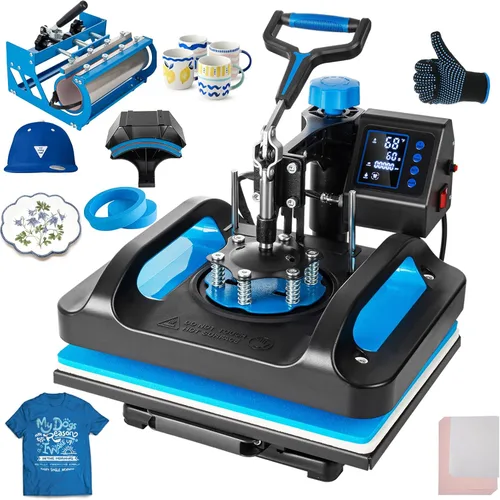 Leomru máquina de prensa de calor 5 en 1, prensa de calor para sublimación de 12x15 pulgadas, máquina industrial de presión para camisetas, máquina