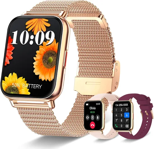 Iaret Reloj inteligente (respuesta/hacer llamadas), relojes inteligentes para mujer, rastreador de actividad física con monitor de frecuencia