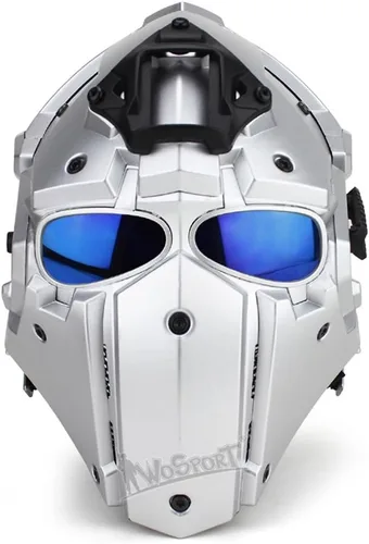 Miniatura 13 de WoSporT - Casco táctico de obsidiana verde GOBL Terminator y máscara para caza, paintball, militar, cosplay, película, utilería 92-BK-azul