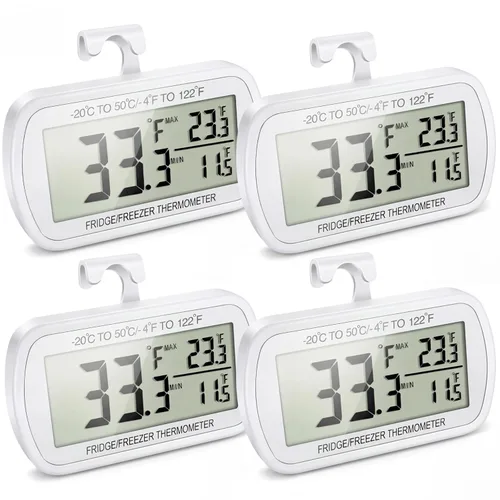 Miniatura 9 de Termómetro de refrigerador resistente al agua, termómetro digital para congelador, función de registro Max/Min, pantalla LCD grande y parte trasera