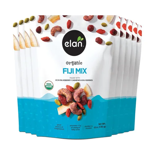 Miniatura 7 de Elan Mezcla Orgánica de Fiji, 4.8 oz, Sin OGM, Sin Gluten, Vegana, Kosher, Frutas Secas (Bayas de Goji Secas, Arándanos Secos), Nueces Infundidas