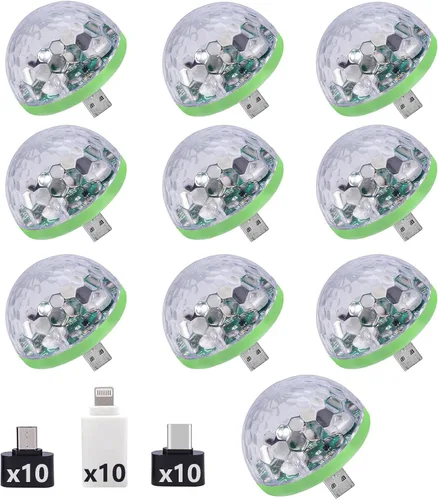 Miniatura 8 de Luces USB para fiesta, mini bola de discoteca, pequeña bola mágica, control de sonido, luz de escenario de DJ, lámpara estroboscópica RGB colorida