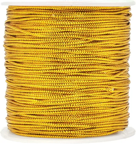 1 mm Bobina de Cordón Metálico Dorado de Tinsel para Joyería, Hilo Trenzado, Longitud Total 109 Yardas/328 Pies (Dorado)