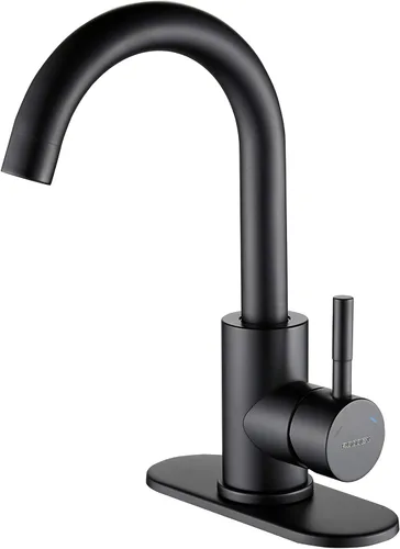 Miniatura 7 de Grifo de fregadero de barra húmeda, mezclador de barra giratoria de acero inoxidable 360 con placa de cubierta de 3 agujeros, pequeño y moderno