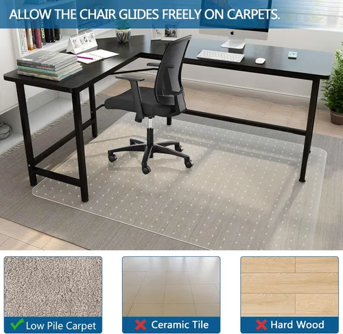 Miniatura 2 de Tapete para Silla de Oficina para Alfombra, 30" x 48" Tapete Protector de Alfombra de Pelo Bajo para Silla de Oficina, Tapetes de Oficina Bajo