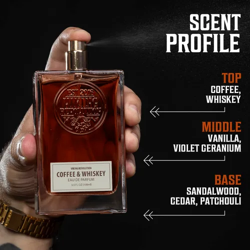 Miniatura 7 de Viking Revolution Colonia de café y whisky para hombre, Eau de Parfum, perfume terroso con notas de café tostado, whisky envejecido, sándalo, cedro