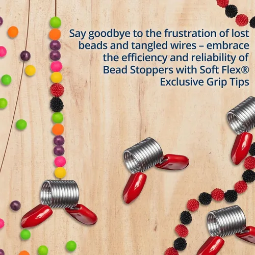 Miniatura 2 de Soft Flex Tapones de cuentas – Paquete de cuatro con asas rojas – Tope de cuentas para hacer joyas