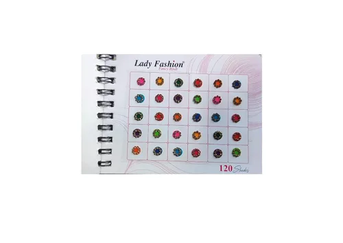 ATCUSA Lady Fashion - Libro de espiral redondo multicolor con cristales, tatuaje temporal, arte corporal, joya, varios tamaños, 0.236 in, 120 bindis