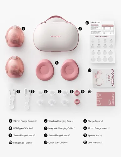 Miniatura 9 de Momcozy Air 1 - Bomba extractora de leche ultradelgada, sacaleche portátil manos libres con estuche de carga inalámbrica y control por aplicación