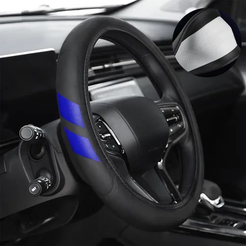 Miniatura 10 de Funda de cuero para volante compatible con Ram 1500 Silverado GMC Sierra 1500 (1500-rojo)