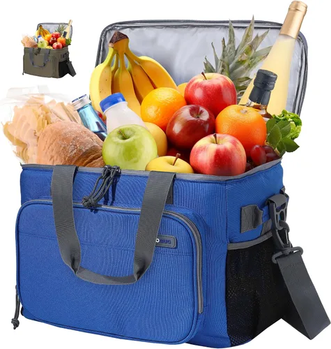 Miniatura 10 de Bolsa térmica grande con capacidad para 40 latas, bolsa de almuerzo aislada, ligera, portátil, diseño de doble capa, perfecta para viajes en picnic