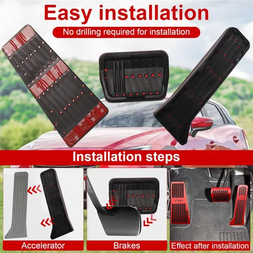 Miniatura 7 de BOYUER Juego de 3 almohadillas antideslizantes para pedal de acelerador de gas de freno de aluminio sin taladrar para Mazda CX-5 2013-2025 (rojo)