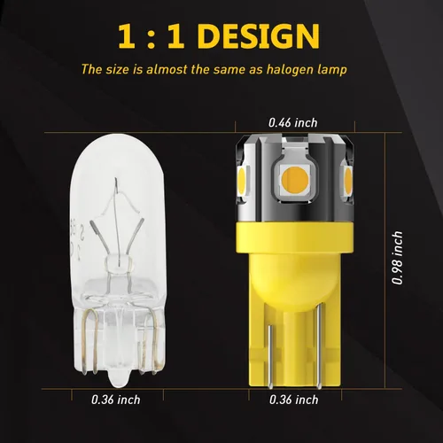 Miniatura 4 de PHINLION 194 foco LED amarillo ámbar súper brillante 168 2825 2827 T10 W5W miniatura focos LED de repuesto para luces de interior de coche, domo