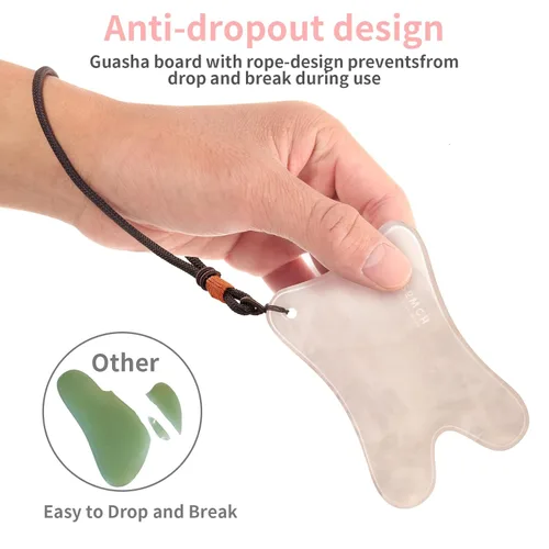 Miniatura 4 de Jade Gua Sha Masajeador Set de cuidado de la piel, paquete 3 en 1, herramienta Guasha rosa para cara y cuerpo, productos de belleza de piedra