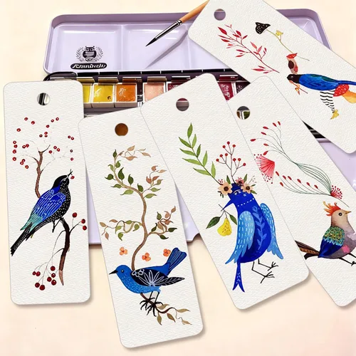 Miniatura 6 de 120 hojas de papel de acuarela, 1.9 x 5.9 pulgadas, 140 lb/300 GSM, papel de acuarela de prensa en frío, papel de acuarela a granel para artistas