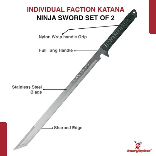 Miniatura 3 de Armory Replicas Colección Ninja Twin Sword - Cuchillas dobles de acero inoxidable con opciones de funda táctica
