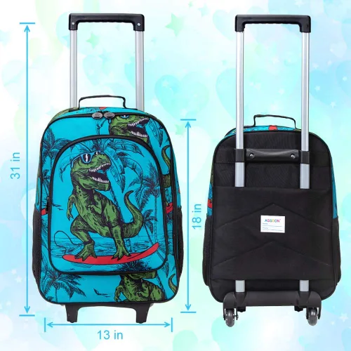 Miniatura 4 de AGSDON Maleta infantil para niños, lindas ruedas de equipaje con ruedas de dinosaurio para niños pequeños