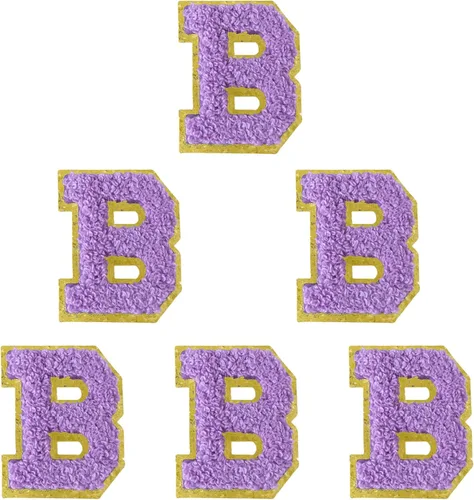Miniatura 36 de 6 piezas de parches de letras de chenilla autoadhesivas, parches de letras preppy de 2 pulgadas para bolsos, ropa y sombreros, grandes pegatinas