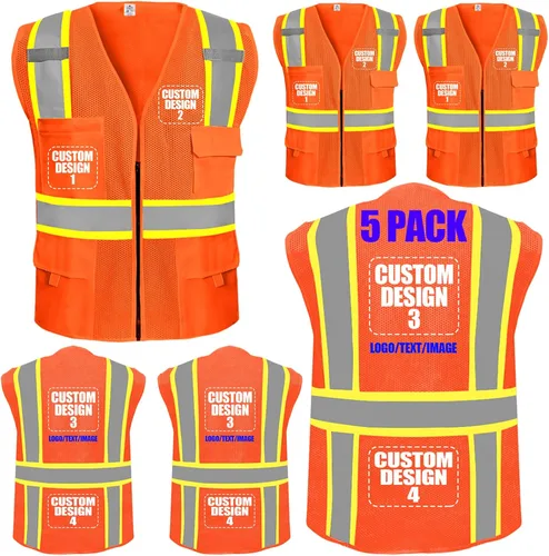 Miniatura 33 de Chalecos de seguridad con logotipo personalizado (S, M, L, XL, 2XL, 3XL, 4XL) Chalecos de seguridad reflectantes de alta visibilidad Clase 2