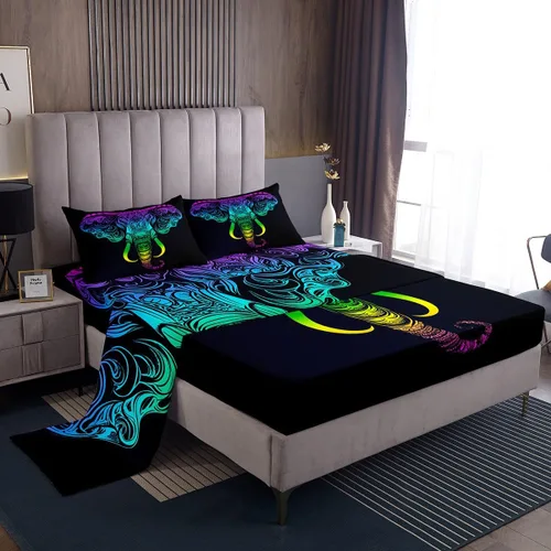 Miniatura 20 de Erosebridal Southwestern - Juego de sábanas y fundas de almohada, juego de sábanas azteca bohemio, diseño hippie de cachemira, tamaño individual