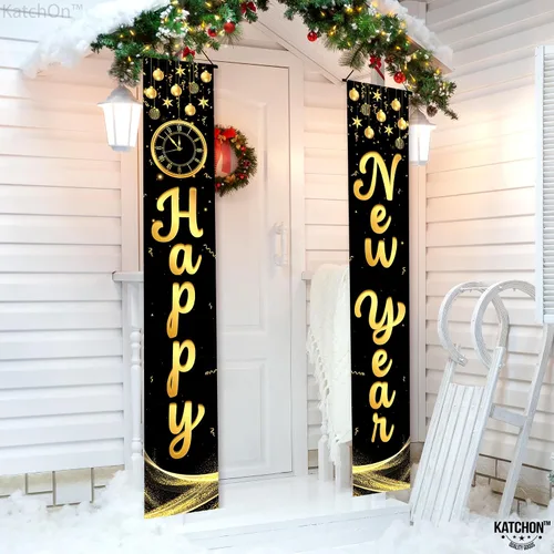 Miniatura 7 de KatchOn, Xtralarge - Cartel de feliz año nuevo – 72 x 12 pulgadas Cartel de puerta de feliz año nuevo para suministros de fiesta de Año Nuevo 2026
