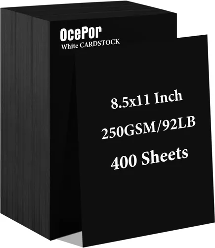 Miniatura 23 de OcePor 100 hojas de cartulina negra de 8.5 x 11 pulgadas, cartulina negra de 92 libras/250gsm, papel grueso de cartulina, papel pesado de cartulina