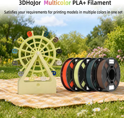 Miniatura 2 de 3DHoJor PLA+ 3D Printer Filament Bundle, Multicolor PLA+ Filament 1.75mm, Vacuum Packed, 0.25kg*8 Pack, 2kg Total, Black+Bone