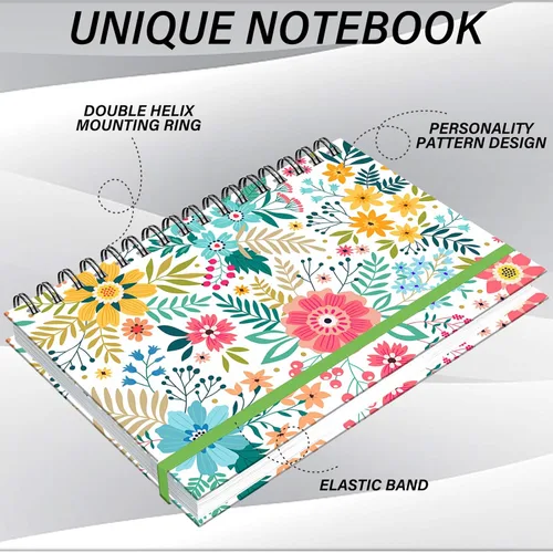 Miniatura 3 de Cuaderno de espiral, diario de tapa dura, cuaderno de espiral con rayas anchas, A5 de 5.5 x 8.3 pulgadas, papel grueso de 80 GSM, 60 hojas, 120