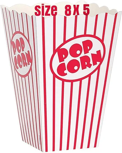 Miniatura 3 de Caja de palomitas de maíz, cajas de cartón a rayas rojas y blancas, cubo para palomitas de maíz, para cine, carnaval, fiesta, circo, rojo y blanco
