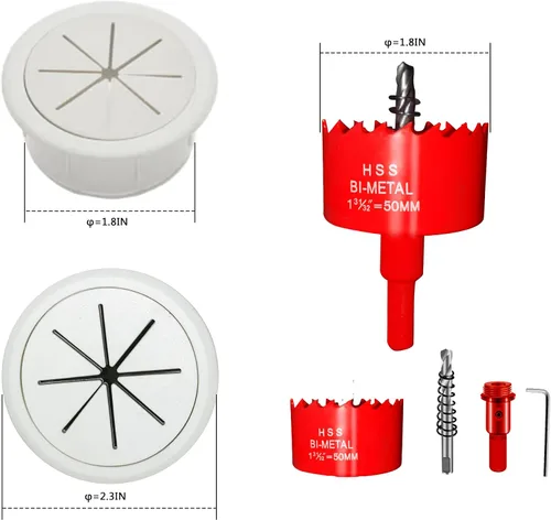 Miniatura 2 de ROOWINTOO Kit de gestión de cables para TV, ocultador de cables de pared para TV, incluye 2 pases y accesorio para taladro de sierra de agujero